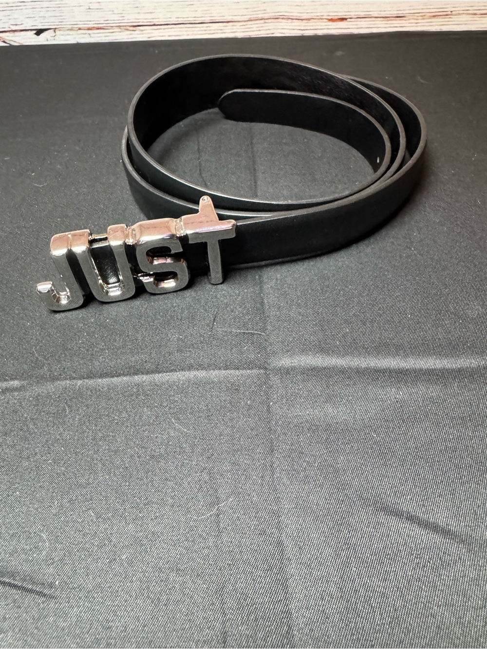 Just Cavalli โJUSTโ Logo Buckle Belt Black Genuine Leather Size 90 34/36 l